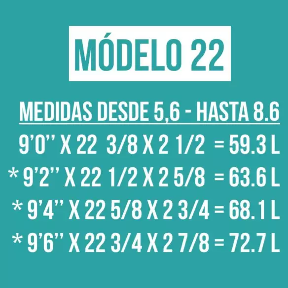 Foam pre shapeado Bennett modelo 22 Foam pre shapeado Bennett modelo 22
