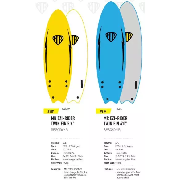 Surfbrett softboard Ocean & Earth MR Twin Fin