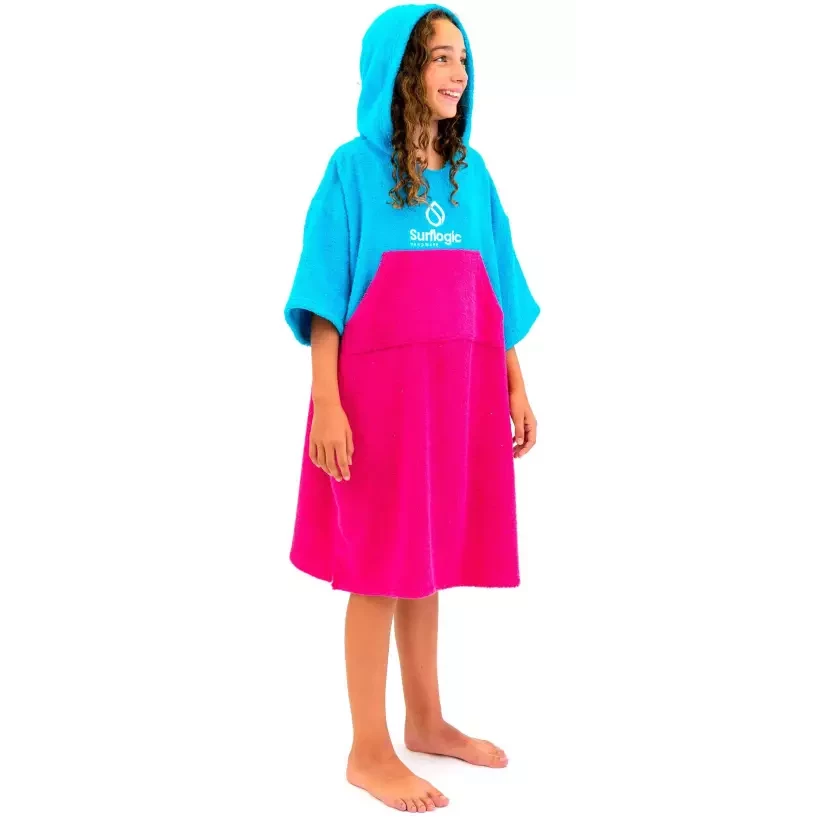 Poncho Junior Surf Logic Cyan & Pink