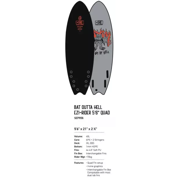 Prancha de surf softboard Ocean & Earth Bat Outta Hell EZI-Rider 5'6 Quad Prancha de surf softboard Ocean & Earth Bat Outta Hell EZI-Rider 5'6 Quad