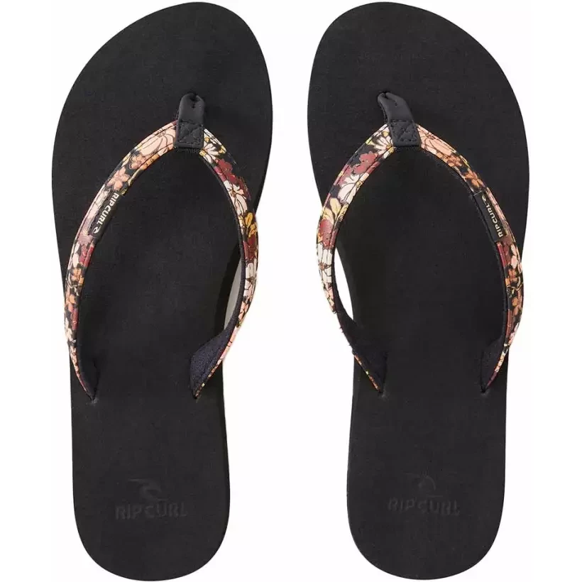 Rip Curl FREEDOM BLOOM OPEN TOE Black Brown flip flops