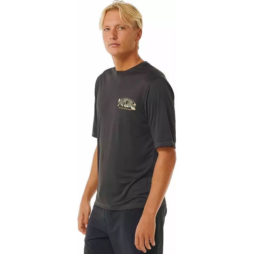 UV Tee Shirt Rip Curl MASON PIPE SURFLITE WASHED BLACK