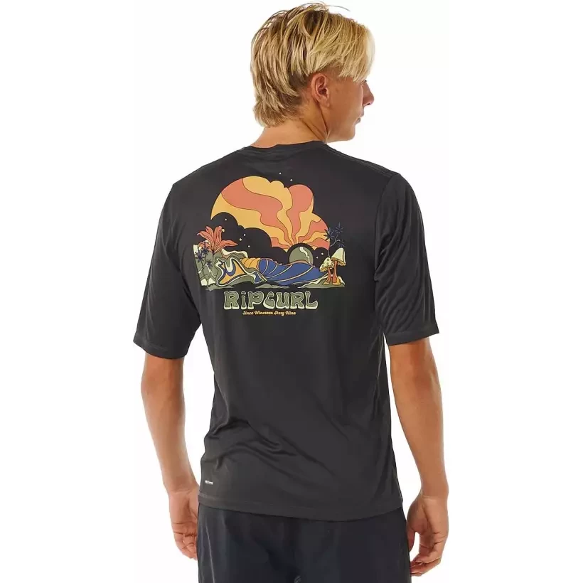 T-Shirt Rip Curl MASON PIPE SURFLITE WASHED BLACK