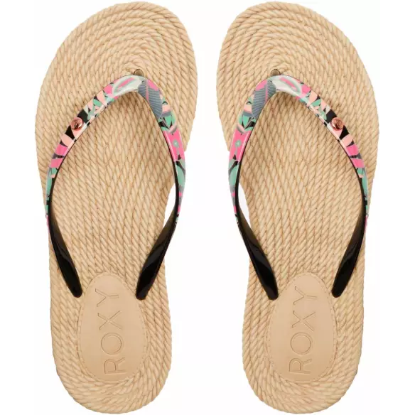 Tongs Roxy South Beach Black/Pink/Soft Lime