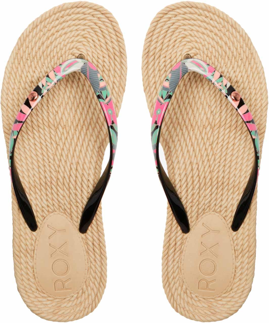 Tongs Roxy South Beach Black Pink Soft Lime