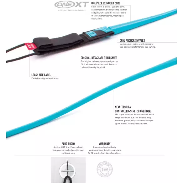 Leash von Ocean & Earth Comp One XT Longboard Leash von Ocean & Earth Comp One XT Longboard