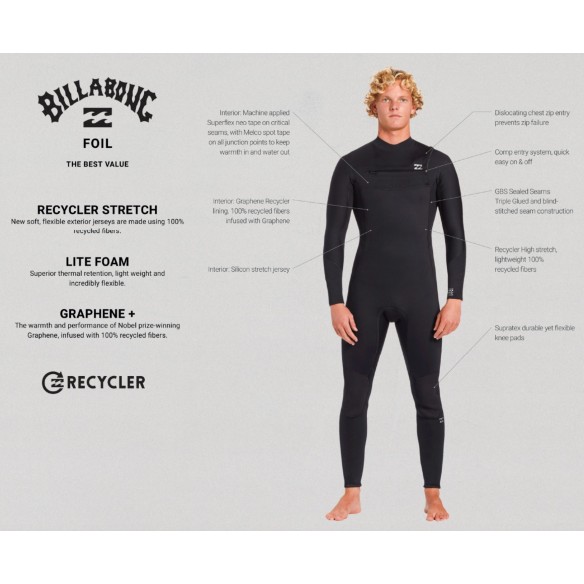 Muta surf Billabong Foil 4/3mm CZ Black Muta surf Billabong Foil 4/3mm CZ Black