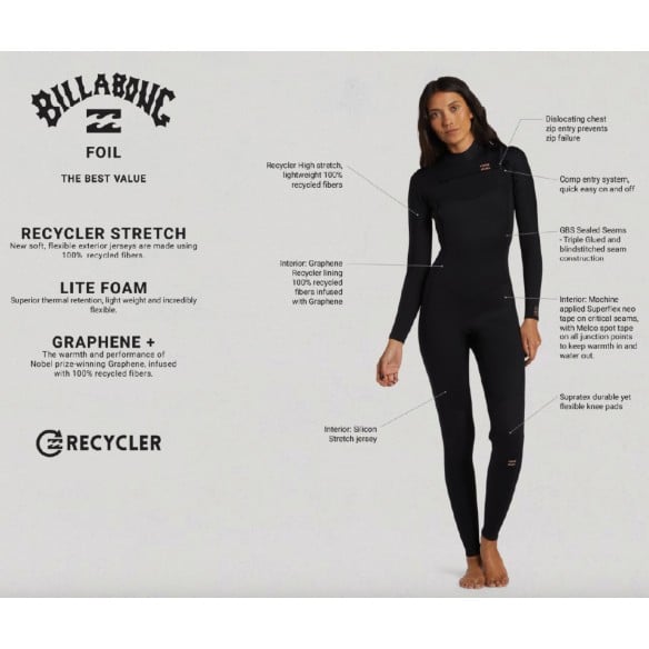 Traje neopreno Billabong Foil 4/3mm BZ Black Traje neopreno Billabong Foil 4/3mm BZ Black