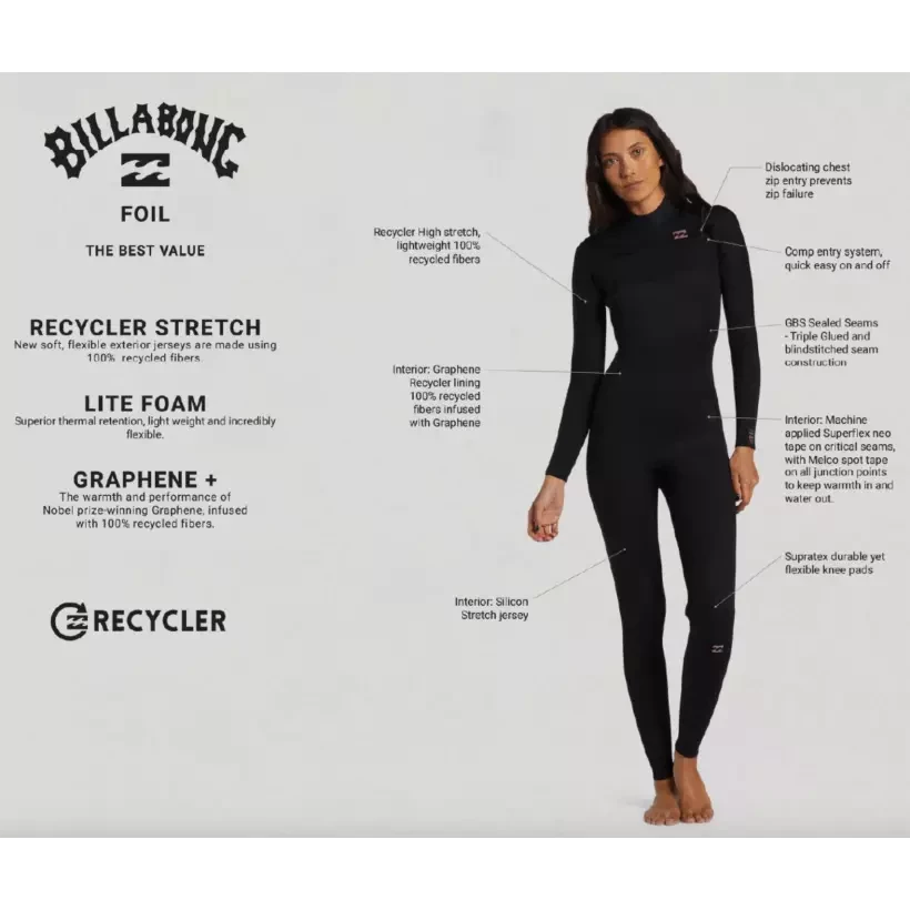 Muta surf Billabong Foil 4/3mm BZ Washed Black