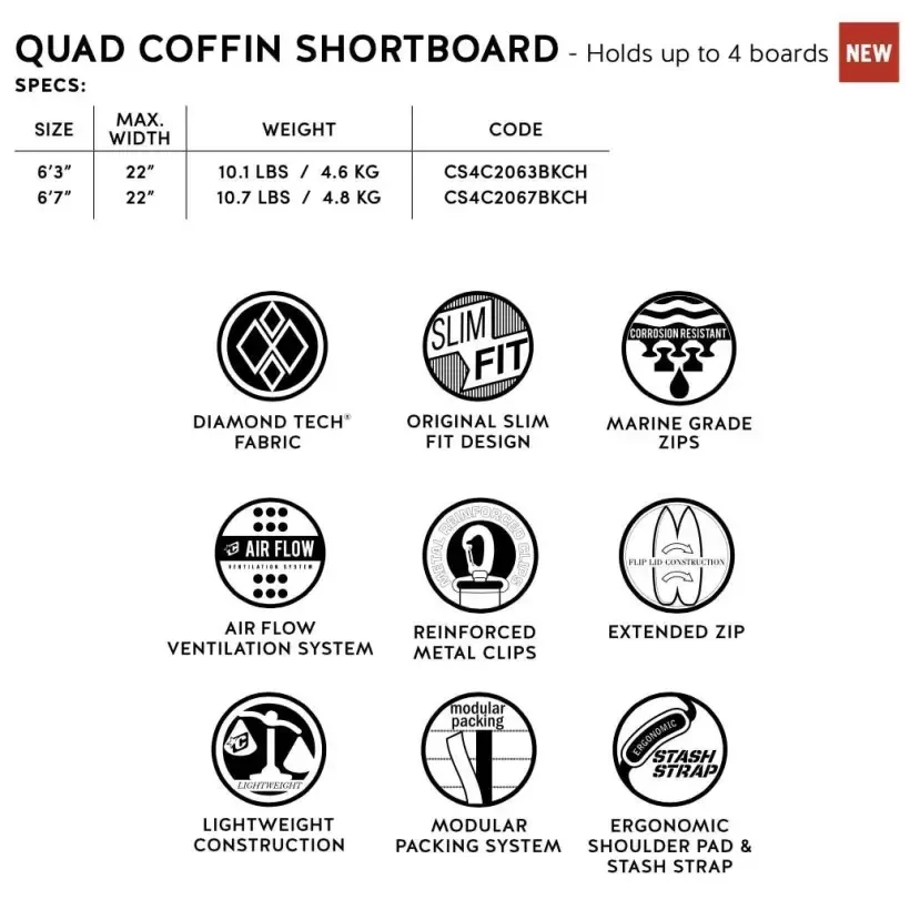 Housse de surf Creatures Shortboard Quad