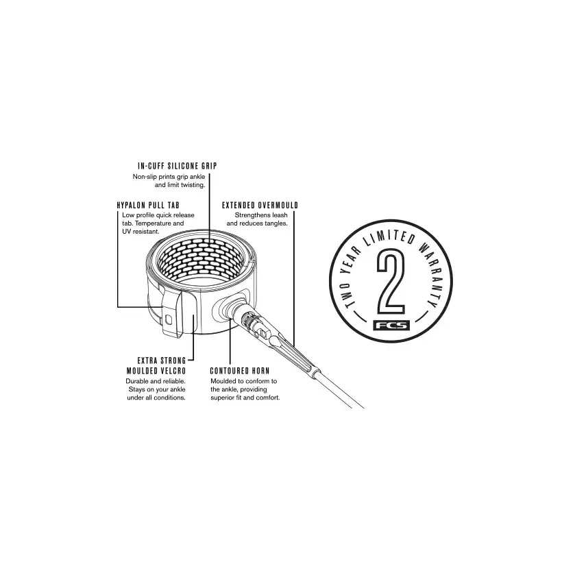 FCS Leash All Round Essential White/Black