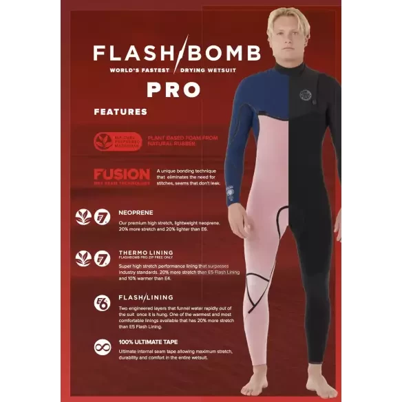 Wetsuit Rip Curl Flash-Bom Pro 4/3mm ZF Black