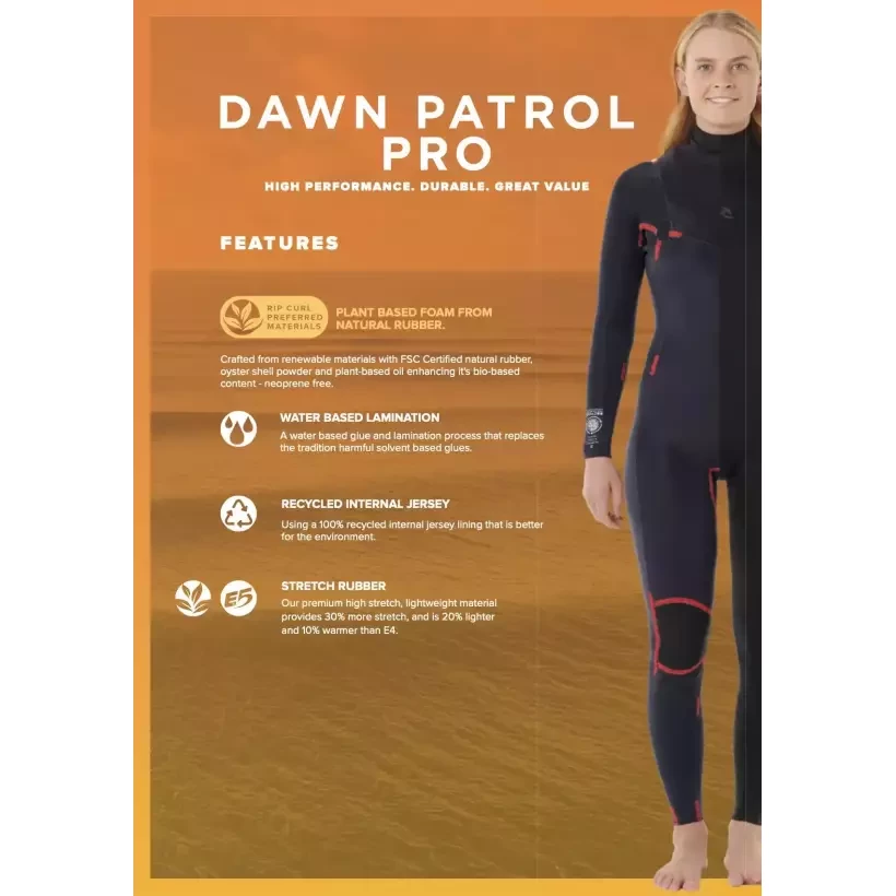 Wetsuit Rip Curl Dawn Patrol Pro women 4/3mm Black