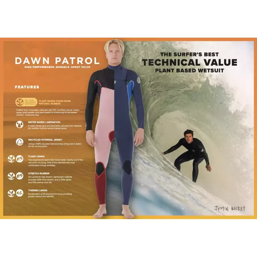 Fato Surf Rip Curl Dawn Patrol 4/3mm CZ Electric Cobalt