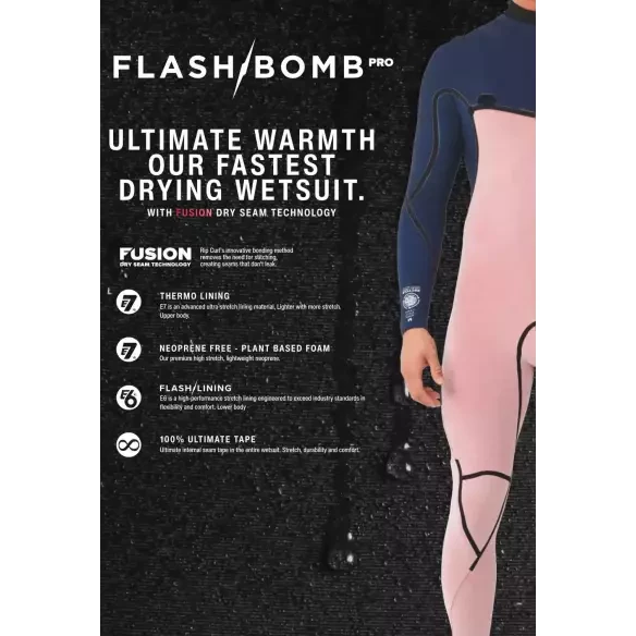 Wetsuit Rip Curl Flash-Bom 5/3mm Zip Free Black