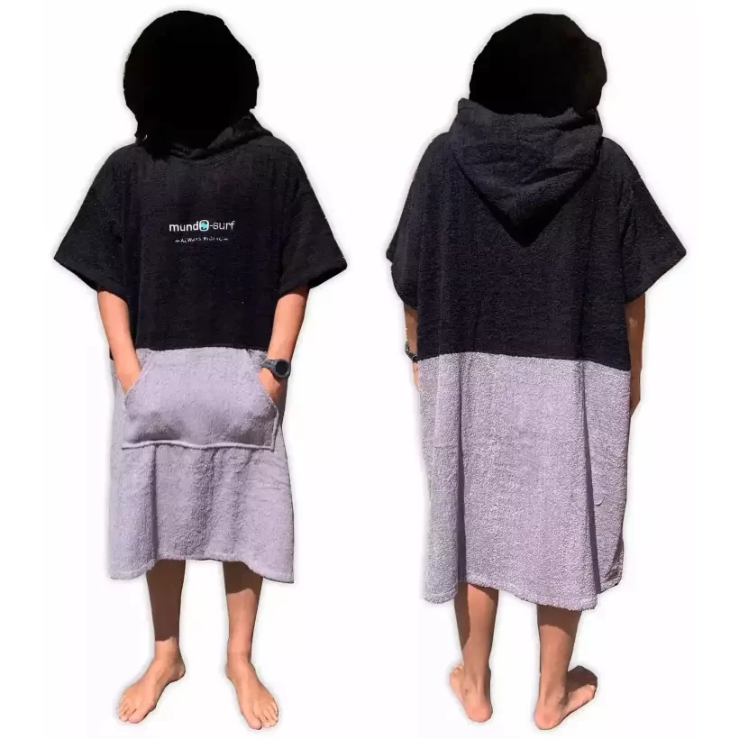 Poncho Mundo-Surf Premium Bicolor Grey