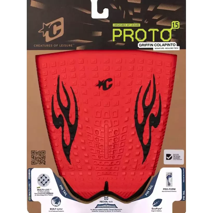 Surfboard tail pad Creatures Proto 1.5 Pin Tail Griffin Colapinto Red