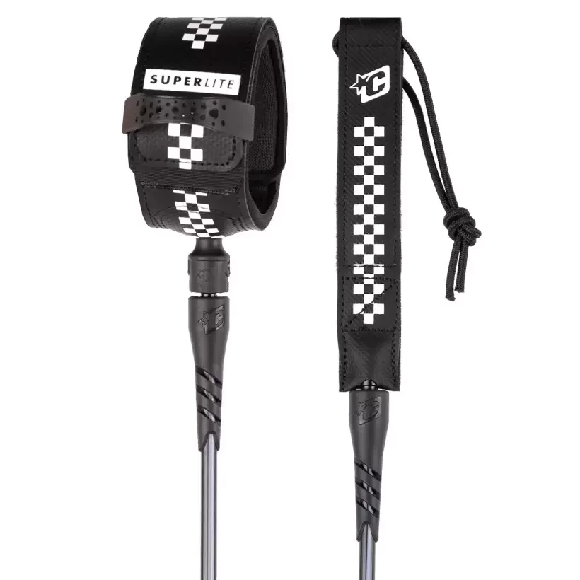 Leash de Surf Creatures SuperLite Pro Black White Chex