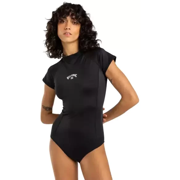 Maiô lycra Billabong Tropic bodysuit SS Black Pebble