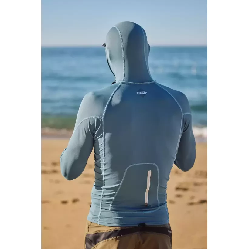 O´Neill Hyperfreak Skins O´Zone LS Blue Fusion Surf Rashguard con cappuccio