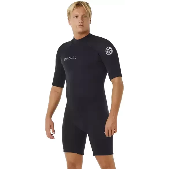 Shorty Rip Curl Trad Flat Lock Back Zip 2/2mm Black
