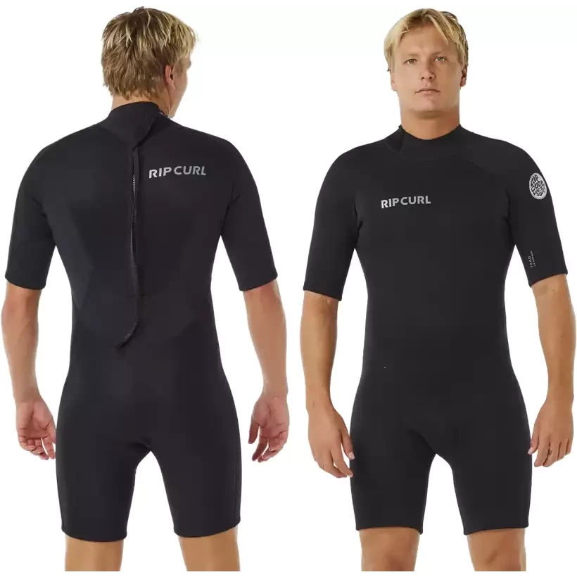 Shorty Rip Curl Trad Flat Lock Back Zip 2/2mm Noir
