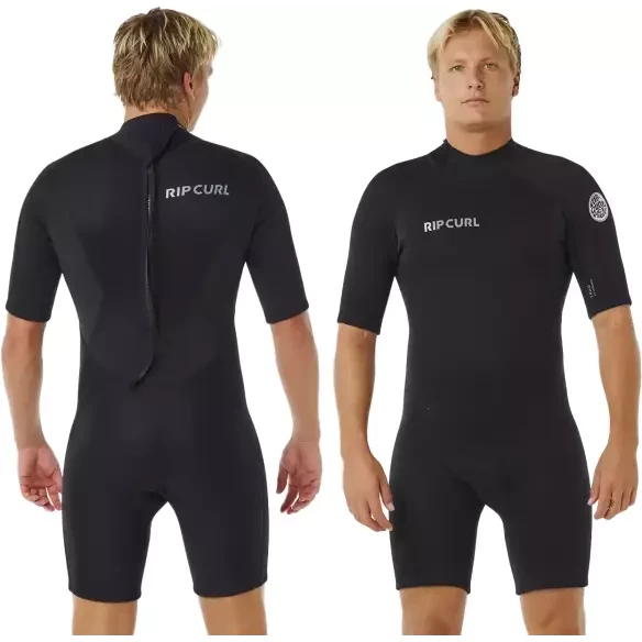 Shorty Rip Curl Trad Flat Lock Back Zip 2/2mm Nero