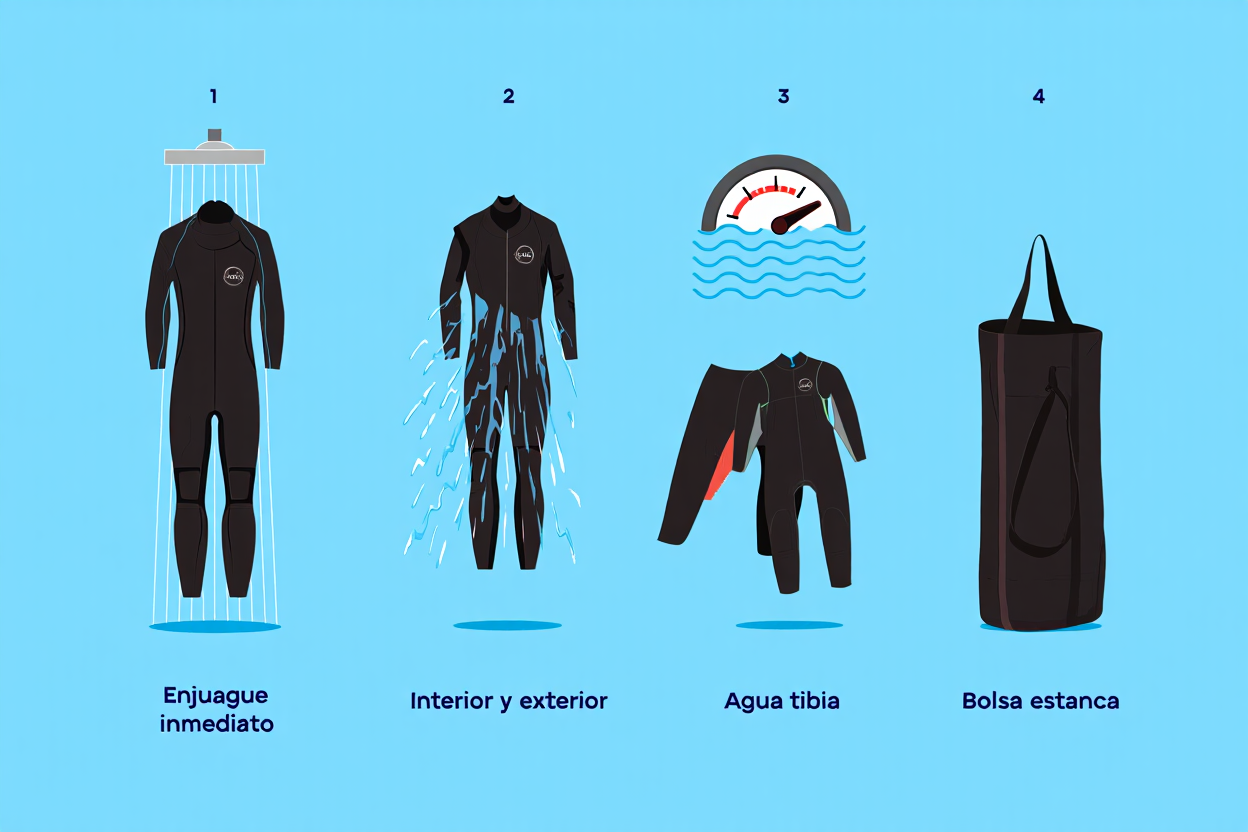 Cómo lavar un traje de surf: secado y almacenamiento, guía paso a paso para neopreno